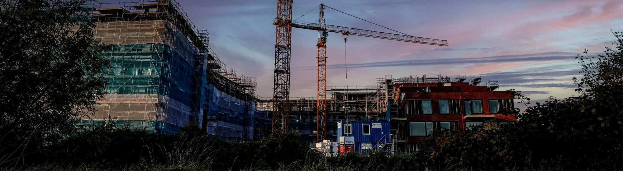 Construction site at dusk